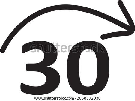 
Black icon vector. Skip forward 30 second. isolated on white background. Vector illustration