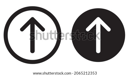 Arrow Up vector icon. Top vector icon. Upload symbol. Arrow sign in a circle and rounded on white background. Flat design style