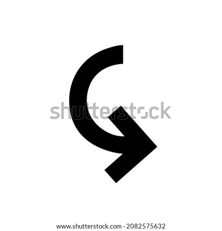 Right Curved Arrow Icon. Right curved arrow icon sign symbol in trendy flat style. Right curved Arrow icon image, Right curved arrow icon illustration isolated on white background