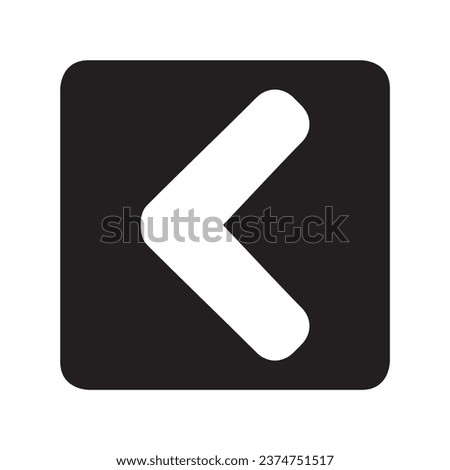 Left arrow icon vector. Prev logo design. Left arrow vector icon illustration in square isolated on white background
