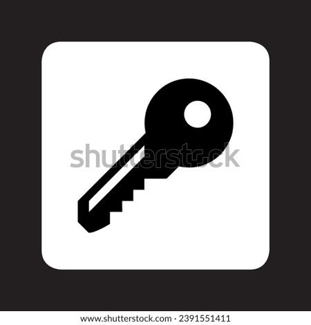 Key icon vector. Key logo design. Key vector icon illustration in square isolated on black background