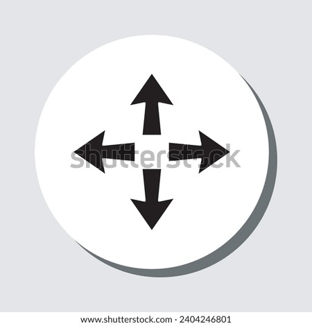 Outward arrow icon vector. Four Arrows sign symbol in trendy flat style. Arrow pointing outward vector icon illustration in circle on gray background