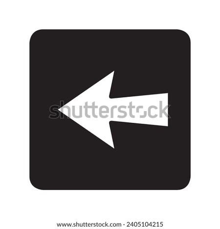 Left arrow icon vector. Previous logo design. Go back arrow vector icon illustration in square isolated on white background