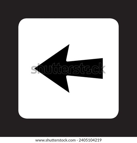 Left arrow icon vector. Previous logo design. Go back arrow vector icon illustration in square isolated on black background