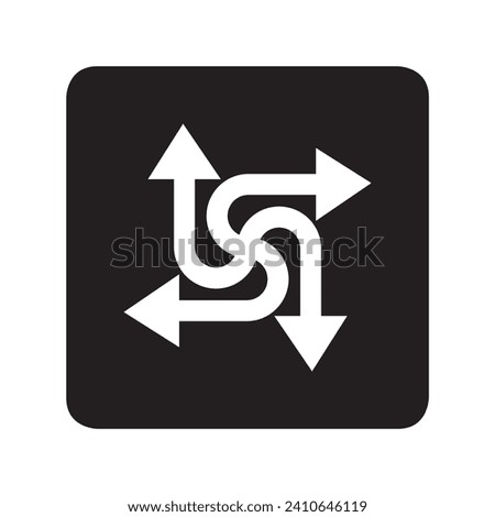 Four directions icon vector. Four side arrow logo design. Arrows pointing in different directions vector icon illustration in square isolated on white background