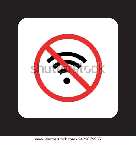 No Wifi icon vector. No internet signal logo design. Wifi network is not available vector icon illustration in square isolated on black background