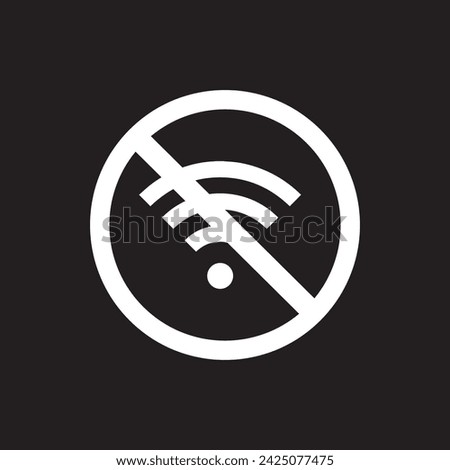 No Wifi icon vector. No internet signal logo design. Wifi network is not available vector icon illustration isolated on black background