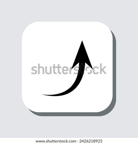 Curved arrow icon vector. Arrow pointer sign symbol in trendy flat style. Arrow up vector icon illustration in square isolated on gray background
