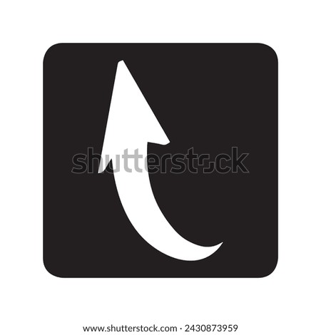 Curved arrow icon vector. Arrow pointer logo design. Arrow up vector icon illustration in square isolated on white background