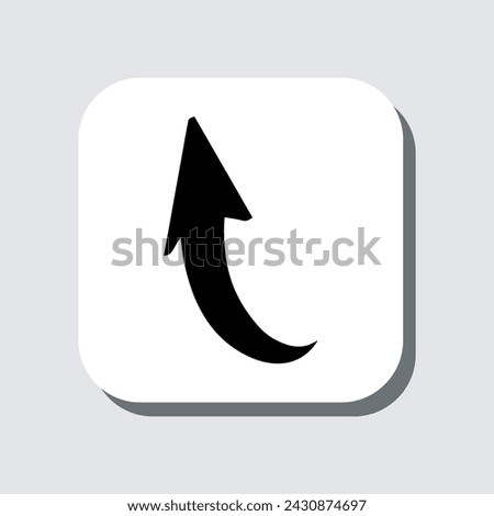 Curved arrow icon vector. Arrow pointer sign symbol in trendy flat style. Arrow up vector icon illustration in square isolated on gray background