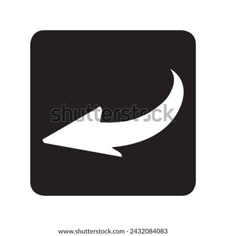Curved arrow icon vector. Arrow pointer logo design. Arrow left vector icon illustration in square isolated on white background