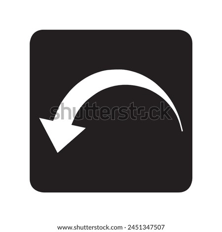 Curved arrow icon vector. Arrow pointer logo design. Arrow down vector icon illustration in square isolated on white background