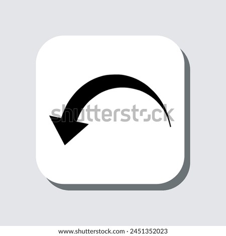 Curved arrow icon vector. Arrow pointer sign symbol in trendy flat style. Arrow left vector icon illustration in square isolated on gray background