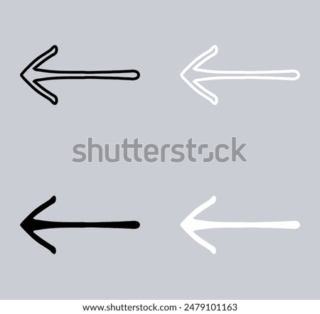 Set of Left arrow icon. Previous icon sign symbol in trendy flat style. Move backward vector icon illustration isolated on gray background