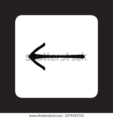 Left arrow icon vector. Previous logo design. Go back arrow vector icon illustration in square isolated on black background