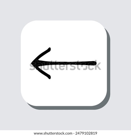 Left arrow icon vector. Previous sign symbol in trendy flat style. Move backward vector icon illustration in square isolated on gray background