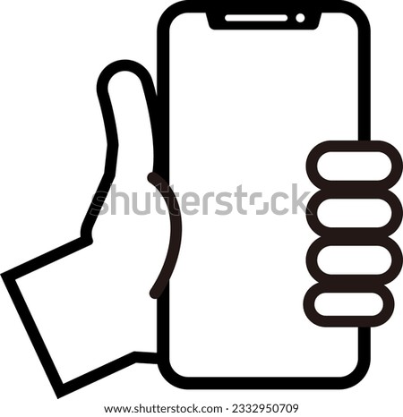 Illustration of the left hand holding the smartphone (the inside is painted white, the smartphone and the hand are separate parts)