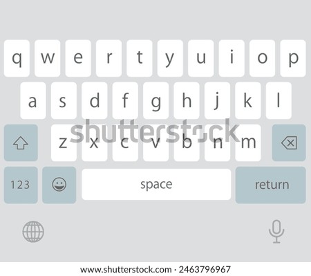 Illustration of a keyboard for English input -Alphabetic Input Mode- on a smartphone (screen after the spacebar is displayed)