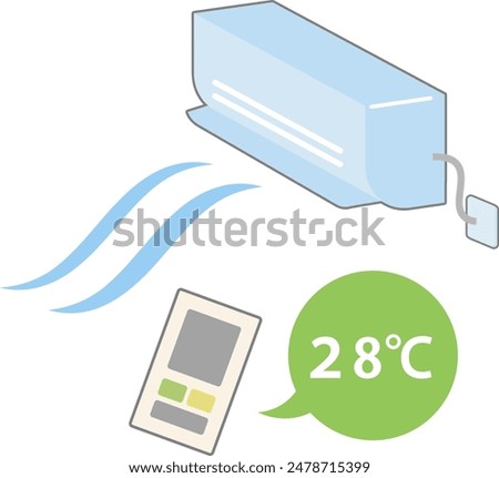 Illustration of an image of setting the air conditioner to 28 degrees Celsius to save energy