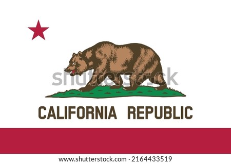 Vector Flag of California, North America, Isolated on White Background.