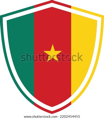 Coat Of Arms With Flag Of Cameroon, Isolated On Transparent Background.