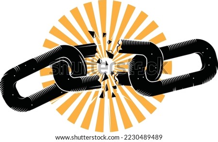 Vector Illustration Of Broken Chain Link, Isolated On Transparent Background.