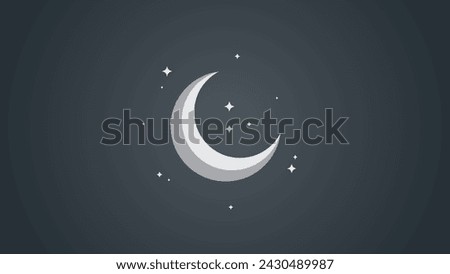 Ramadan kareem flat vector illustration with clouds, mosque, lanterns, crescent moon and stars. Can be used for banners, posters, backgrounds, landing pages, greeting cards, covers, etc.
