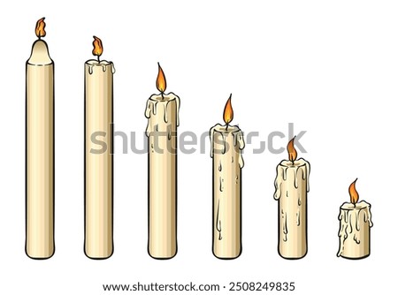 Doodle art vector illustration of Candle. Candle for Halloween event. Candle illustration. Halloween theme illustration