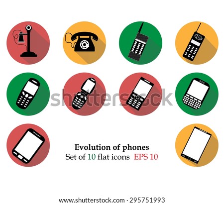 Evolution phones icosn isolated on background. Modern flat pictogram, business, marketing, internet concept. Trendy Simple vector symbol for web site design or button to mobile app. Logo illustration
