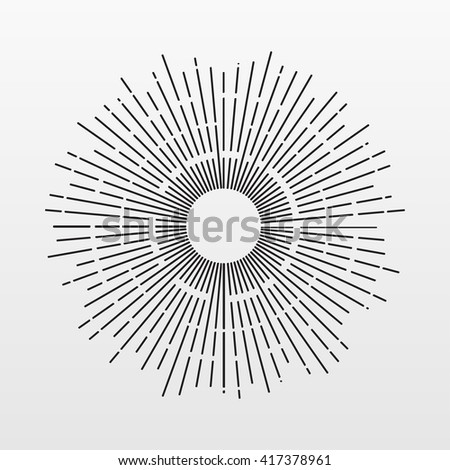 Vintage Sun rays isolated on background. Modern simple flat fireworks sign. Line burst concept. Trendy line vector starburst symbol for web site design. Logo illustration