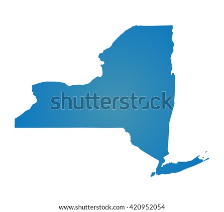 Blank Blue similar New York map isolated on white background. State of USA. Vector template for website, design, cover, infographics. Graph illustration.
