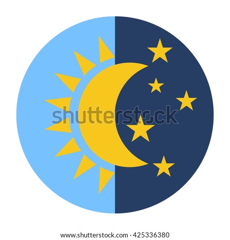 Day and Night icon. Sun moon vector logo. Sleep time concept isolated. Modern flat weather pictogram. Spring Sleep internet concept. Trendy Simple vector symbol. Logo illustration.