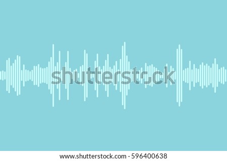 Sound wave vector. Blue Dynamic visual effect, modern simple background with white line isolated. Monochrome illustration.