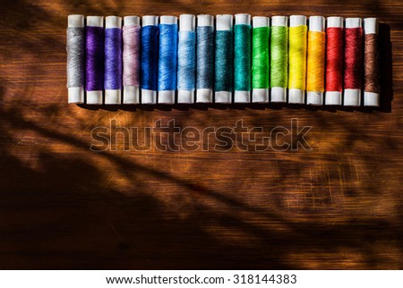 Embroidery Threads on Wooden Desk
