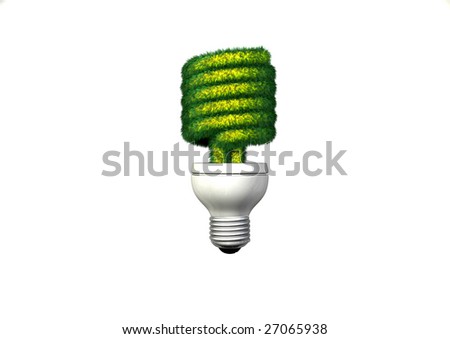 A Compact Fluorescent Light with a grassy green bulb.