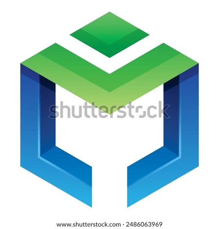 hexagon letter m logo design premium vector