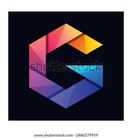 hexagon letter g gradient logo combination color vector