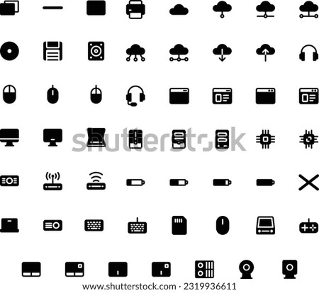 Vector of Computer and IT Icon Set Solid. Perfect for user interface, new application.