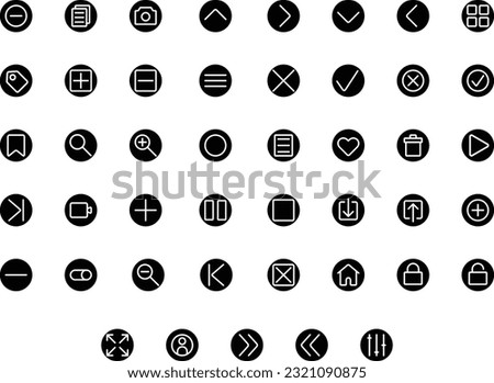 Vector of Essential UI 1 Icon Set Round. Perfect for user interface, new application.