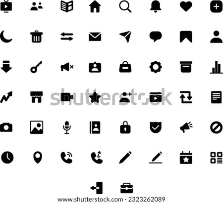 Vector of Social Media 1 Icon Set Solid. Perfect for user interface, new application.
