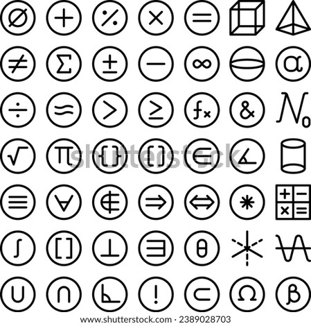 Vector of Math Symbol Icon Set. Perfect for user interface, new application.