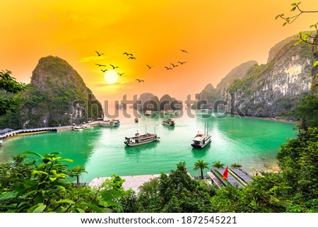 Image, Stock Photo Amazing view of rocky cliff and sea