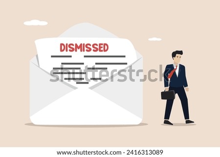 Layoff email sending to employee to inform job dismissed or fired, staff layoff due to economic recession concept, unemployed businessmen leaving layoff emails.