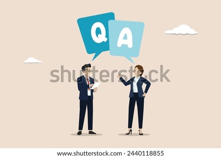 Q and A, question and answers, FAQ frequently asked question, resolution or advice concept, business people discussing with question and answer.