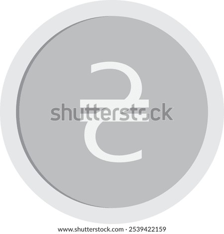 Silver coin with Ukrainian hryvnia sign. Vector illustration with transparent background