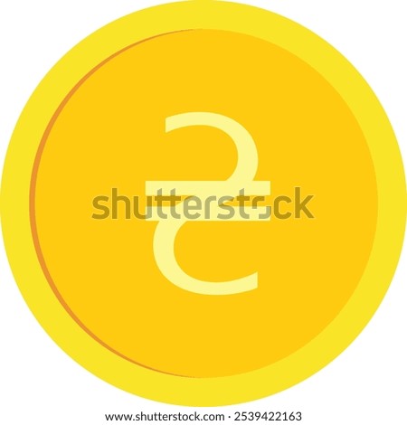 Gold coin with Ukrainian hryvnia sign. Vector illustration with transparent background