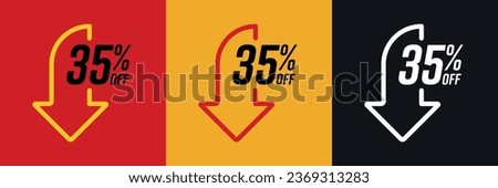 
Vector down arrow direction symbol of sale with 35% discount. To offer. Discount. Sales. Promotion