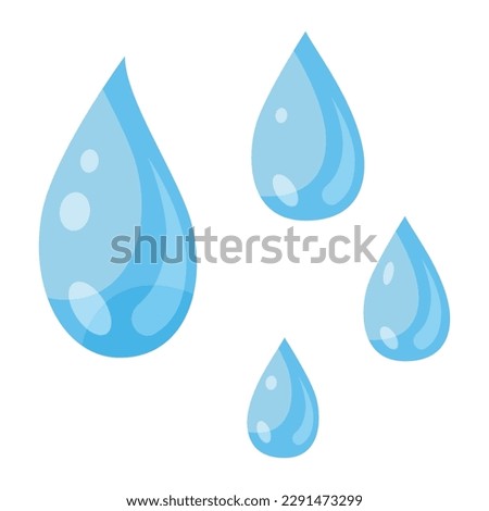 Blue water drop icon. Vector collection of flat drops.