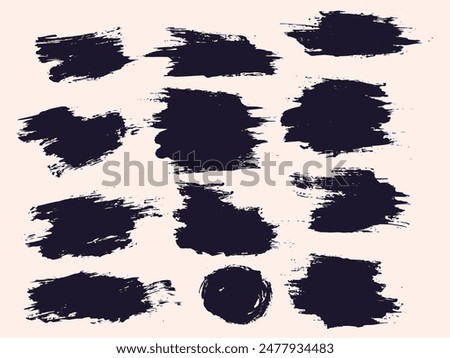 Paint black splash brush stroke illustration background set