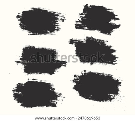 Bundle of black color paint brush stroke background